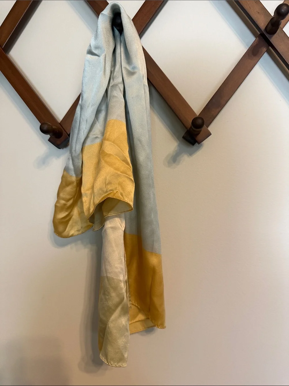 Echo light yellow pale blue and cream  Square silk Scarf